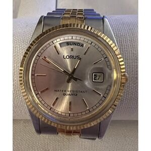 Vtg  Lorus Silver Tone Quartz Watch PRESIDENT 35mm Men's V544-8A50 Tested & Work